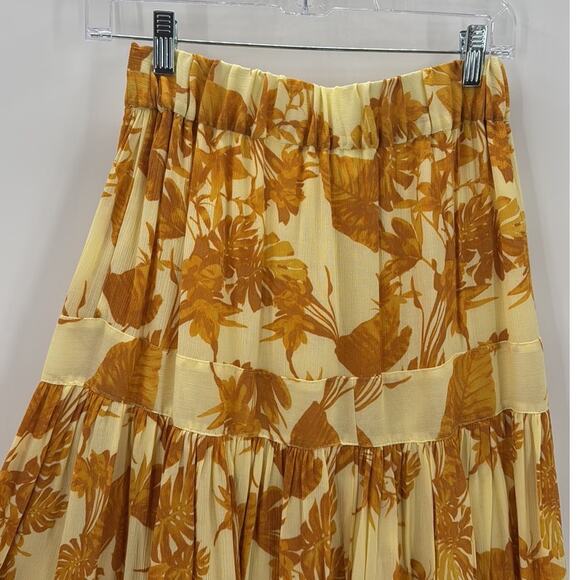J. Crew palm tropical maxi skirt tiered partial elastic waistband size XXS - Picture 7 of 7